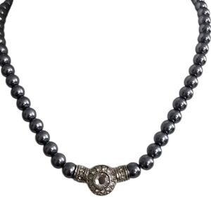 Elegant Silver Pearl Necklace & Earring Set